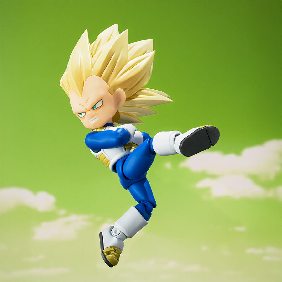 Figura articulada de Vegeta Super Saiyan 3 con armadura azul y cabello dorado - 3