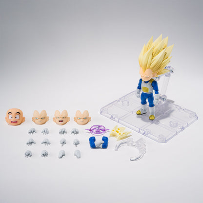 Figura articulada de Vegeta Super Saiyan 3 con armadura azul y cabello dorado - 2