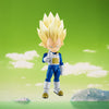 Figura articulada de Vegeta Super Saiyan 3 con armadura azul y cabello dorado