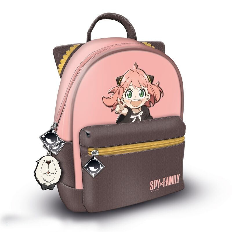 Mochila rosa y marrón de Spy x Family con diseño de Anya