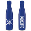 Botella azul de acero inoxidable One Piece de 540 ml con logotipo blanco