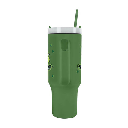Vaso termo verde de Pepinillo Rick con tapa, pajita y asa - 2