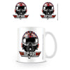 Taza blanca de cerámica Top Gun con diseño de casco de aviador