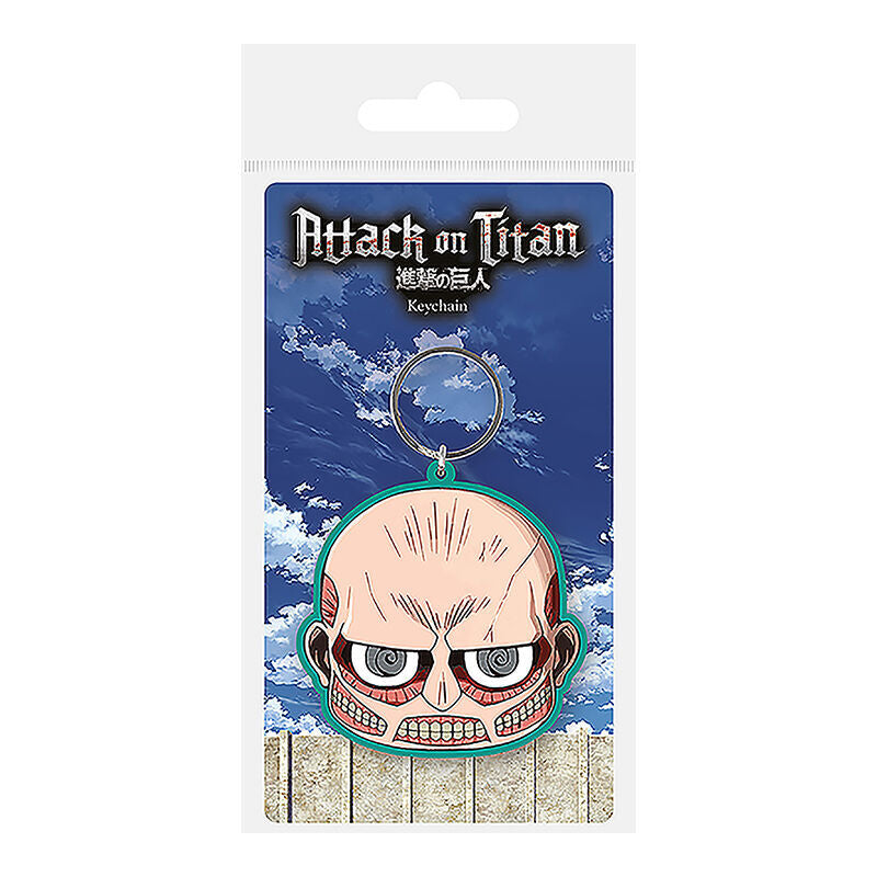Llavero de caucho del Titán Colosal de Attack on Titan con aro metálico