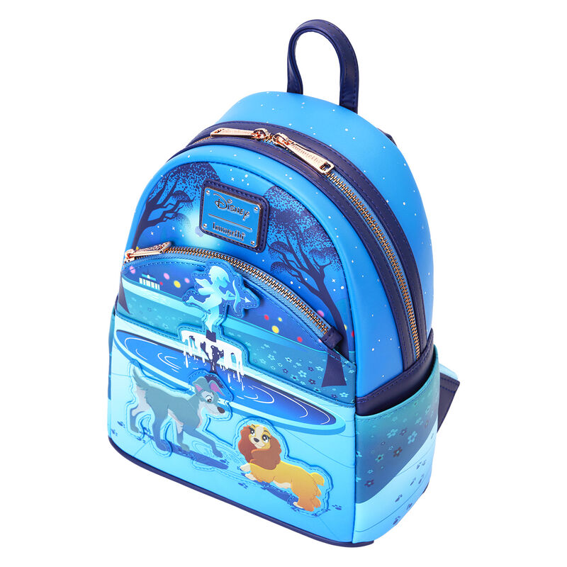 Mochila Loungefly azul de La Dama y el Vagabundo con Reina y Golfo - 3