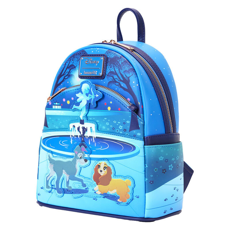 Mochila Loungefly azul de La Dama y el Vagabundo con Reina y Golfo - 4