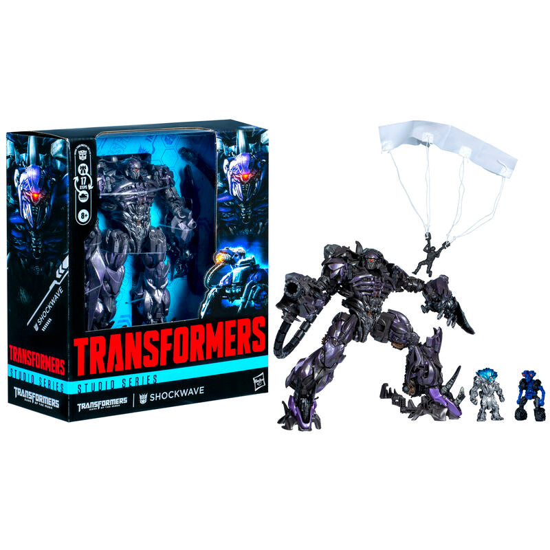 Figura Shockwave de Transformers Age of Extinction con paracaidista y figuras de Brains y Wheelie - 3