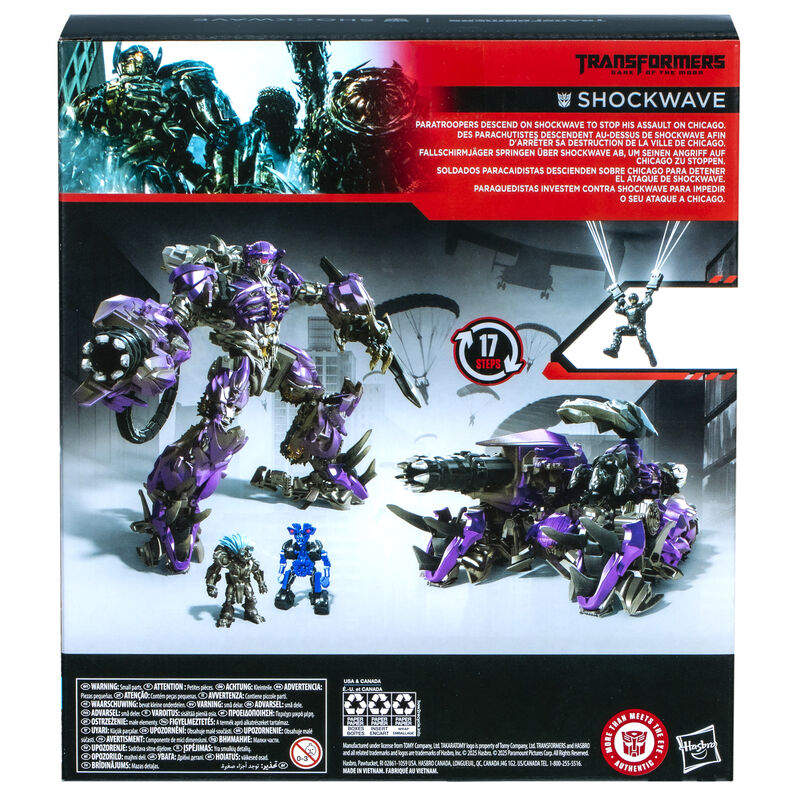 Figura Shockwave de Transformers Age of Extinction con paracaidista y figuras de Brains y Wheelie - 5