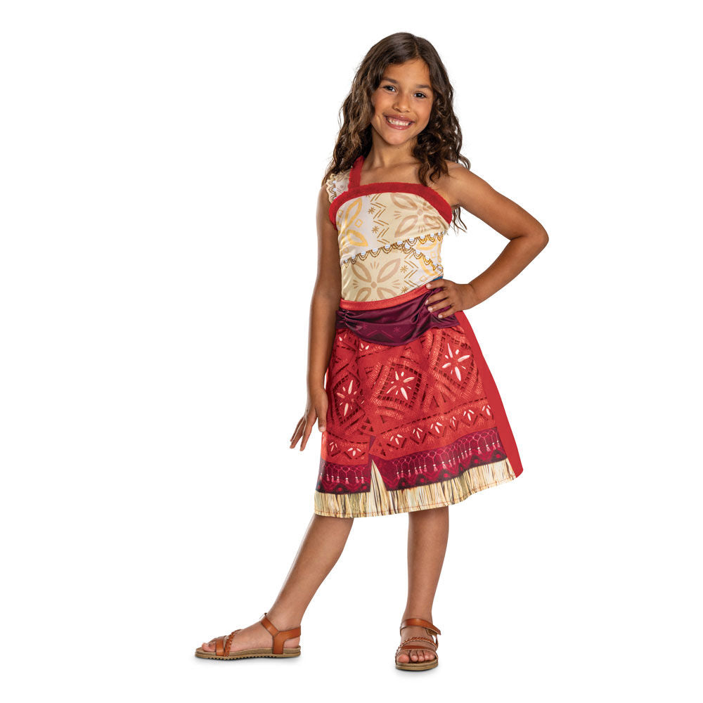 Disfraz infantil de Vaiana Moana Disney en tonos rojo y beige