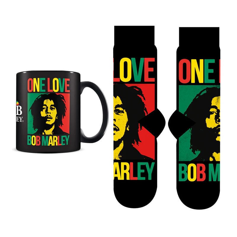 Set Bob Marley con taza One Love y calcetines a juego
