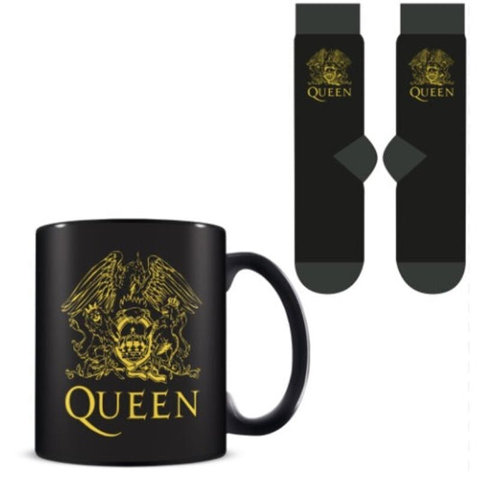 Set Queen con taza negra y calcetines a juego