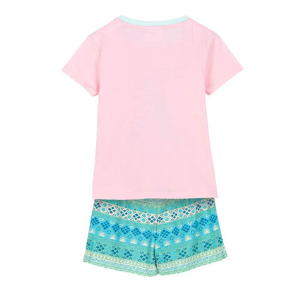 Pijama corto infantil de Vaiana Disney con camiseta rosa y pantalón azul estampado - 2