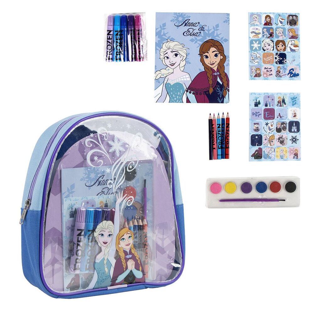 Set de papelería Frozen con mochila, Elsa y Anna