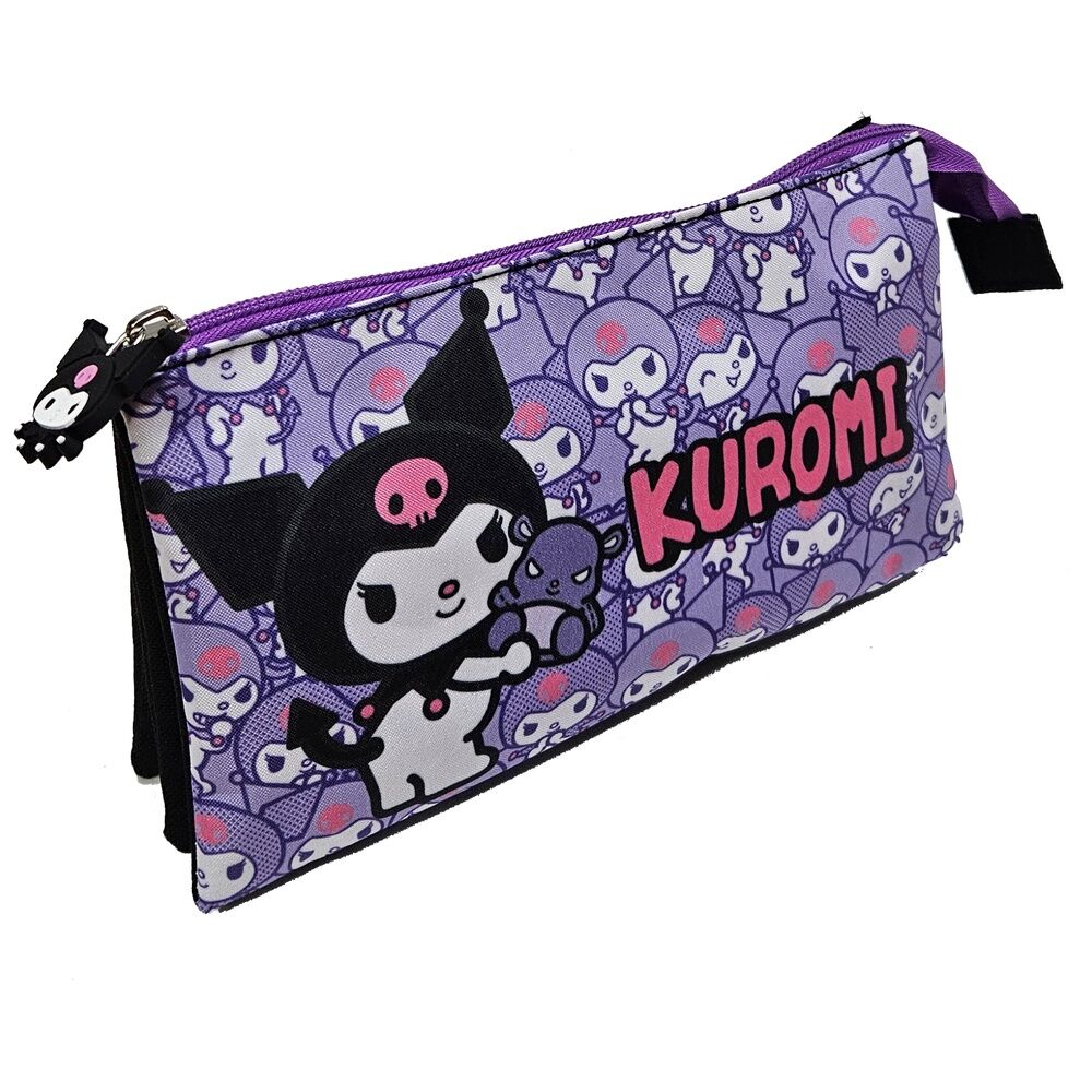 Portatodo triple morado de Kuromi Hello Kitty