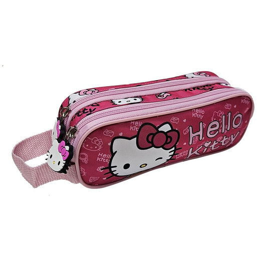 Portatodo doble rosa de Hello Kitty con dos cremalleras