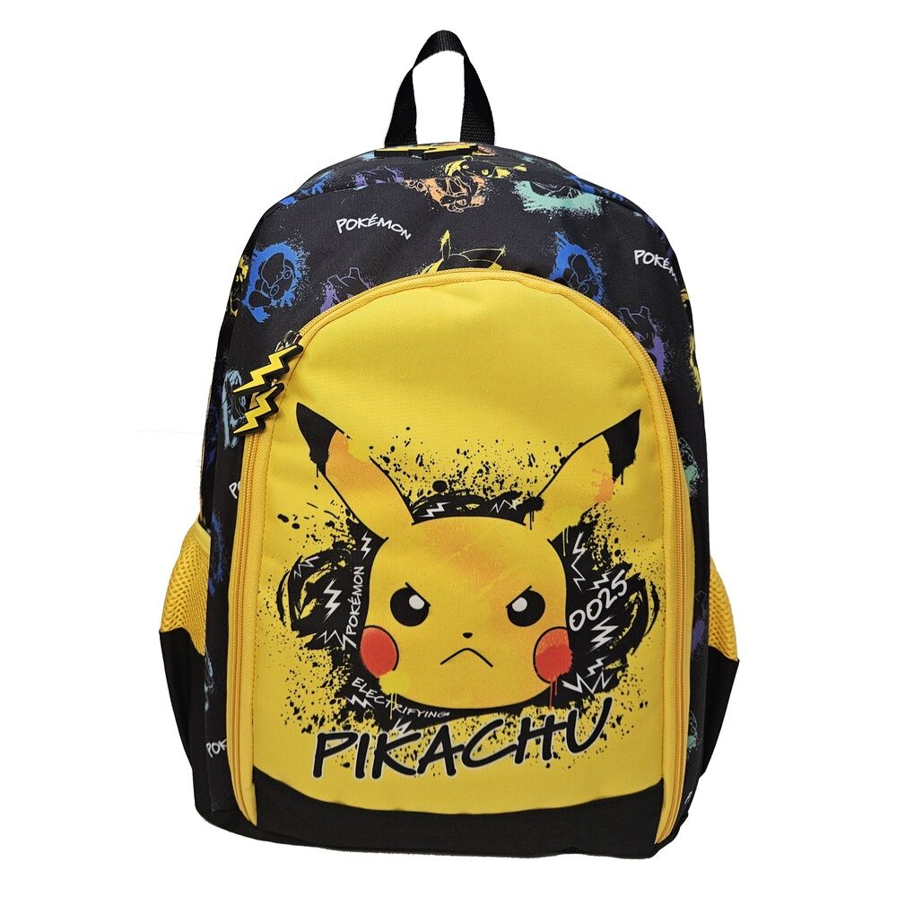 Mochila Pokémon Skate Face negra y amarilla con Pikachu