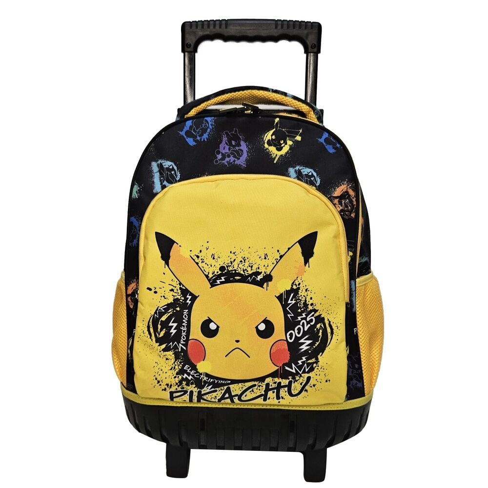 Trolley escolar Pokémon con diseño de Pikachu, ruedas y tirador extensible
