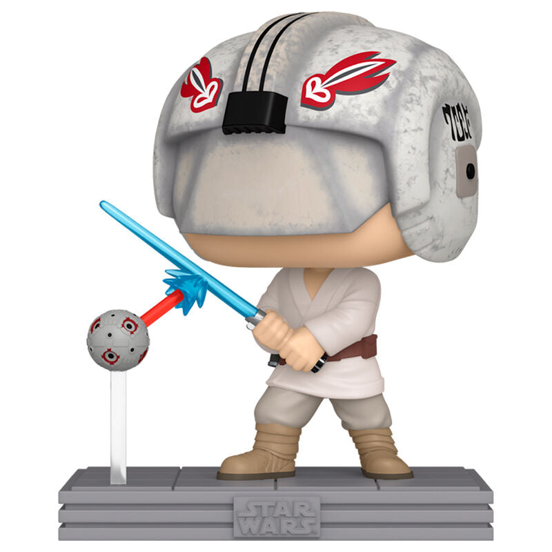 Figura Funko POP! de Luke Skywalker con sable azul y remote esférico