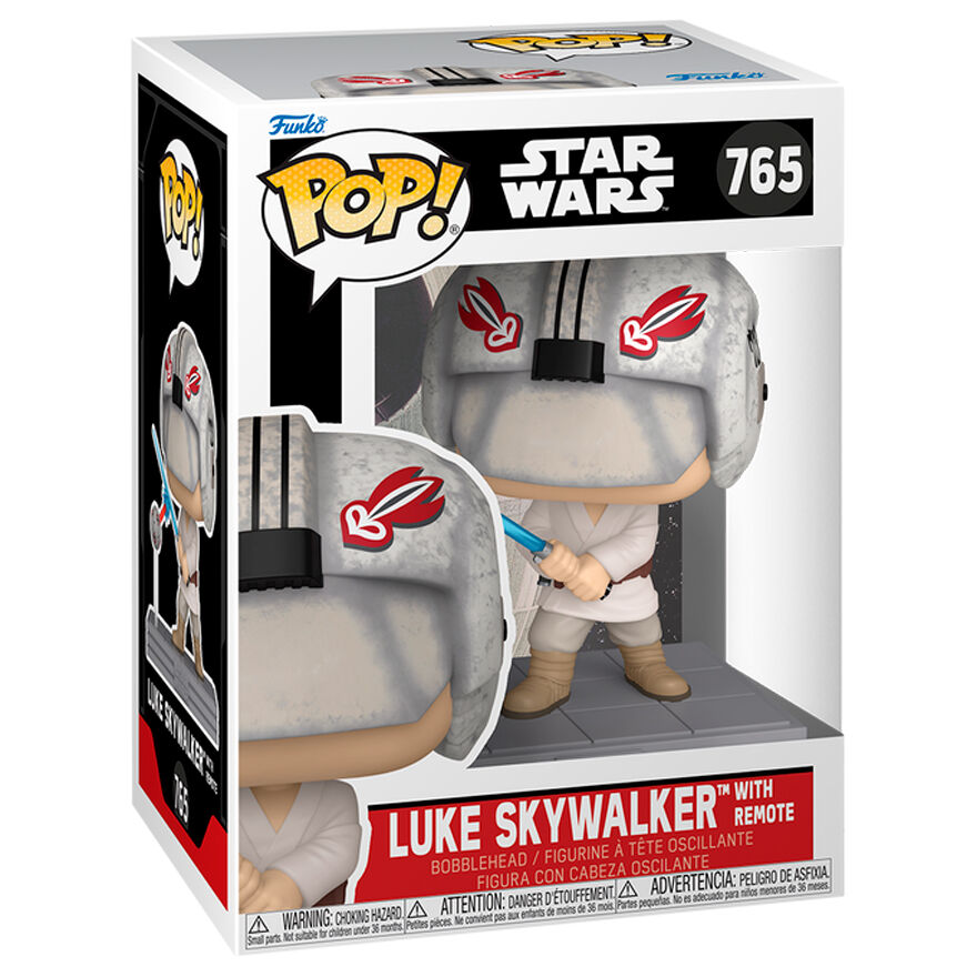 Figura Funko POP! de Luke Skywalker con sable azul y remote esférico - 2