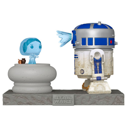 Figura Funko POP! Deluxe de R2-D2 con Leia holográfica sobre base Star Wars