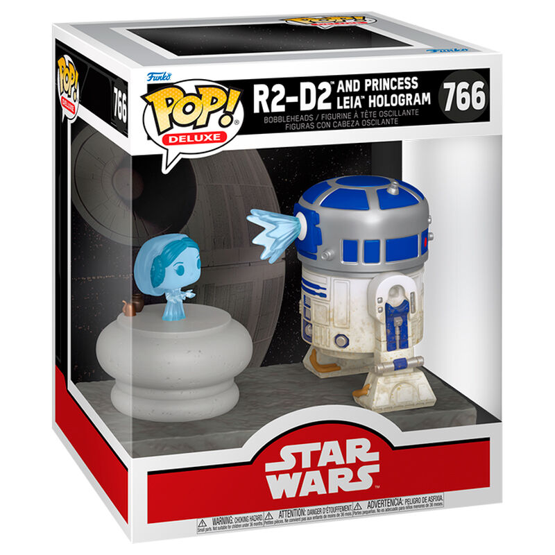 Figura Funko POP! Deluxe de R2-D2 con Leia holográfica sobre base Star Wars - 2