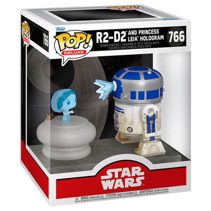 Figura Funko POP! Deluxe de R2-D2 con Leia holográfica sobre base Star Wars - 2