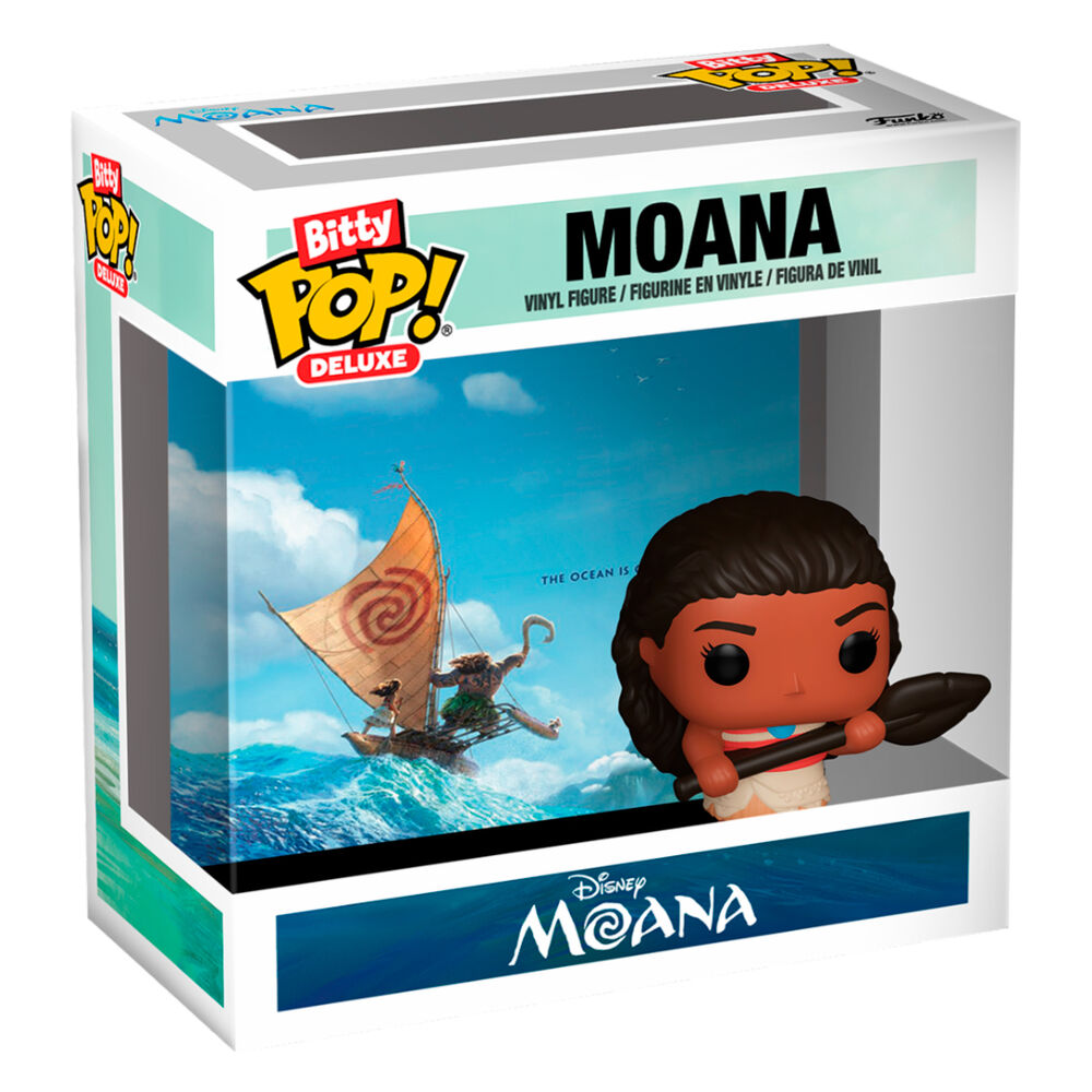 Figura FUNKO Bitty POP! Deluxe de Vaiana con remo en vitrina acrílica