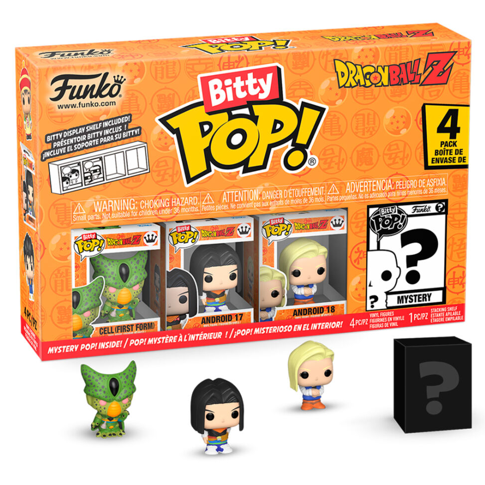 Blíster Funko Bitty Pop! de Dragon Ball Z con Cell, Android 17, Android 18 y figura misteriosa