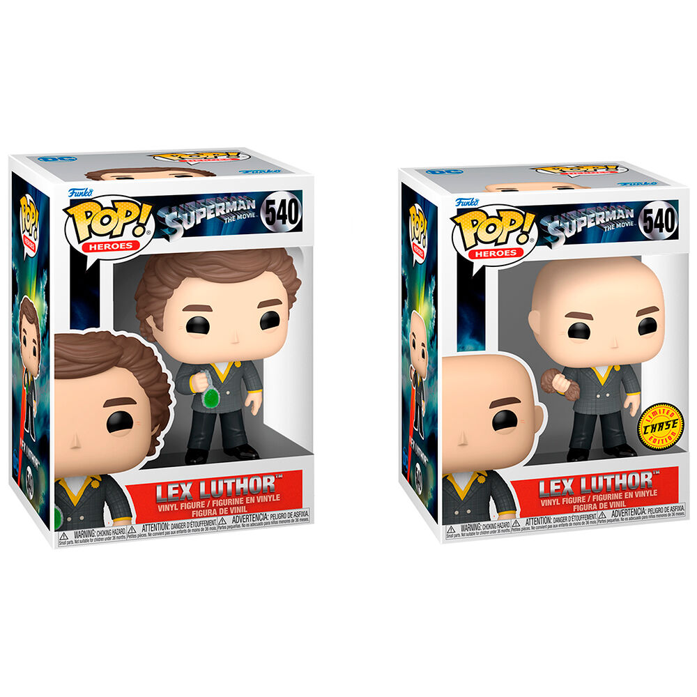 Figuras Funko POP! de Lex Luthor de Superman: The Movie en caja, versión regular y Chase