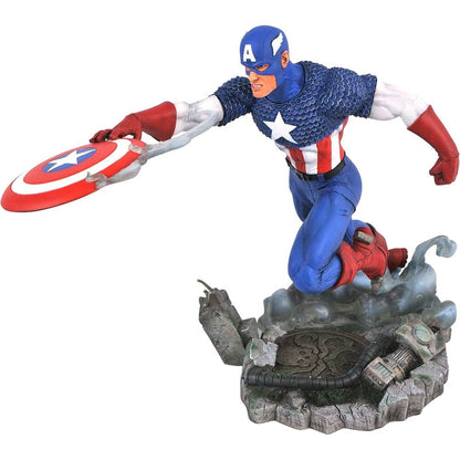 Estatua de Capitán América Marvel Comic Gallery con escudo y base escenográfica