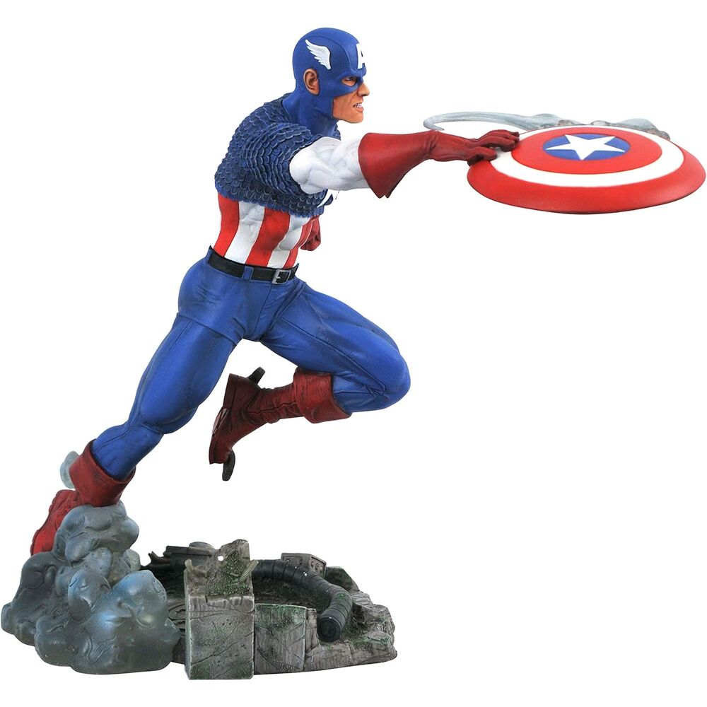 Estatua de Capitán América Marvel Comic Gallery con escudo y base escenográfica - 3