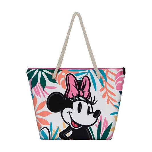 Bolsa de playa Minnie Disney con estampado multicolor y asas de cuerda