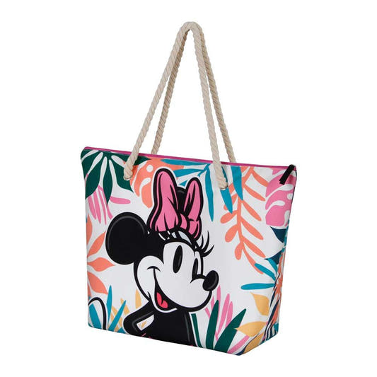 Bolsa de playa Minnie Disney con estampado multicolor y asas de cuerda - 2
