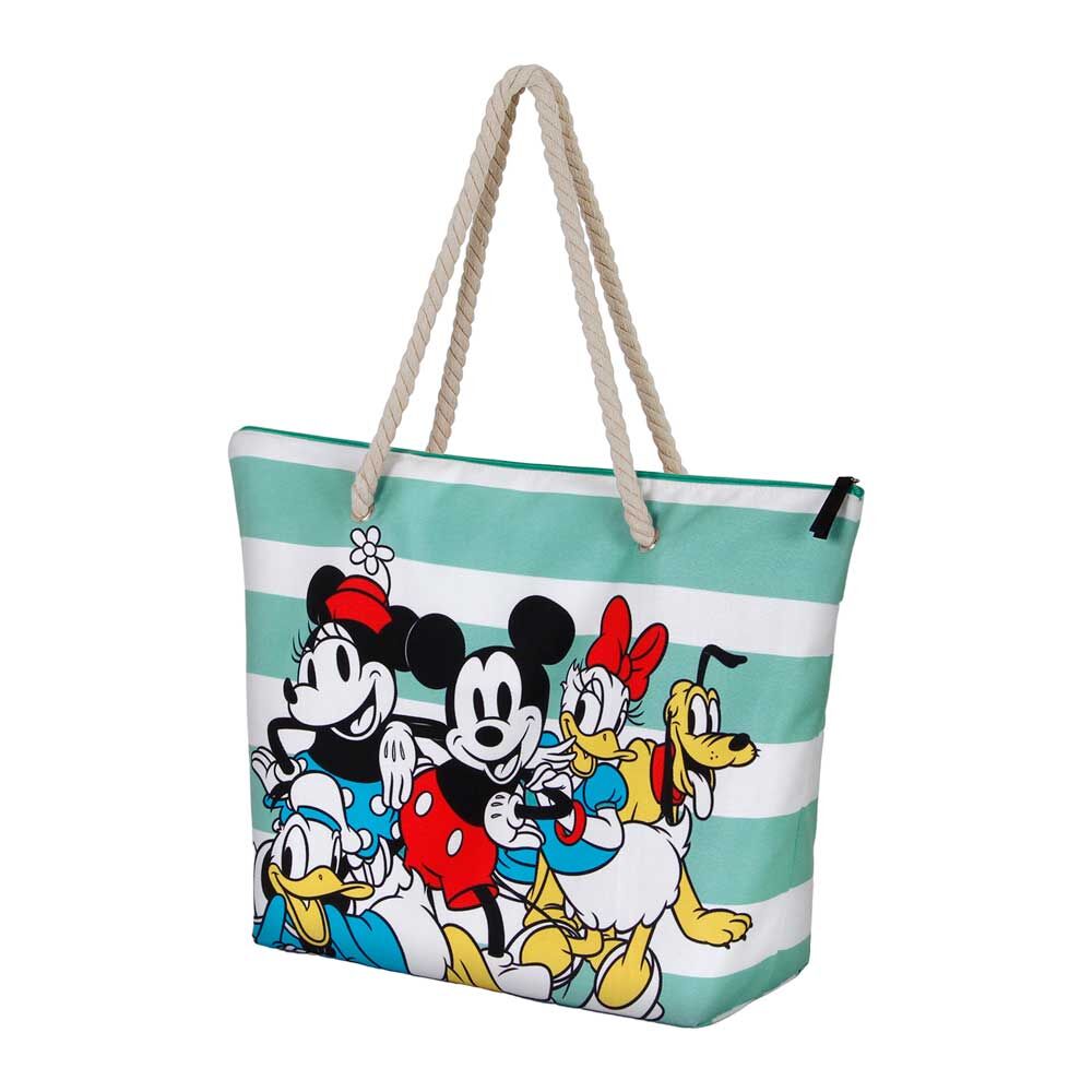 Bolsa de playa Together Mickey Disney con personajes y rayas verde agua - 2