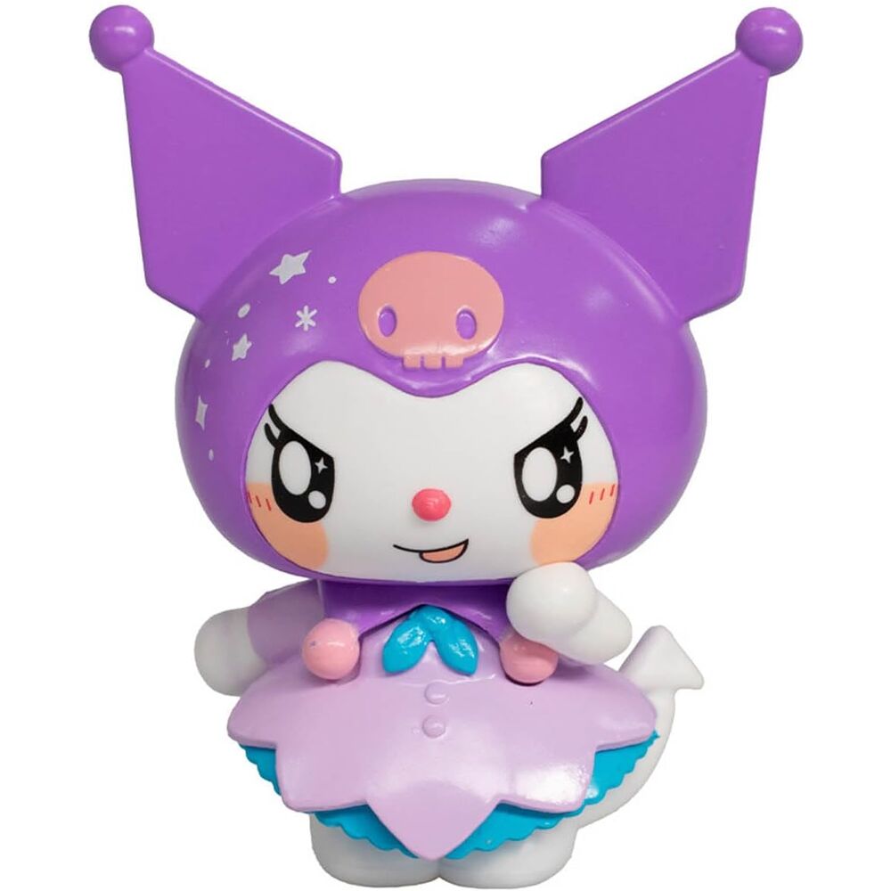 Figura de Kuromi Hello Kitty COMANSI de 16 cm con gorro morado y base decorativa