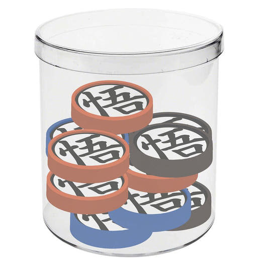 Cubo transparente con 12 gomas Dragon Ball Super de colores