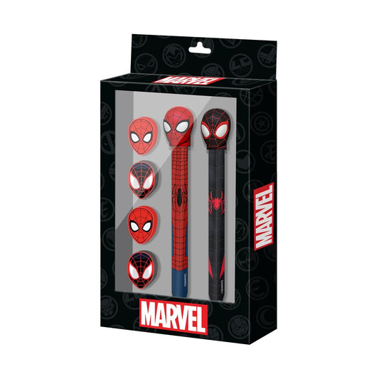 Set de papelería Spider-Man Marvel con bolígrafo, lápiz y cuatro gomas