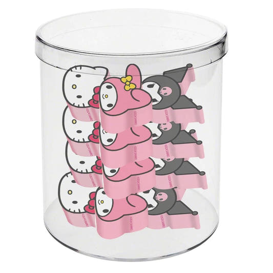 Cubo transparente con 12 gomas de borrar Hello Kitty