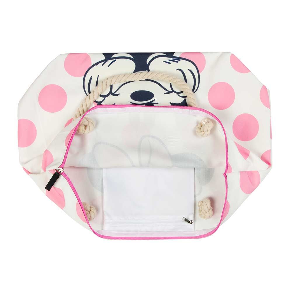 Bolsa de playa Minnie Disney con lunares rosas y asas de cuerda - 3