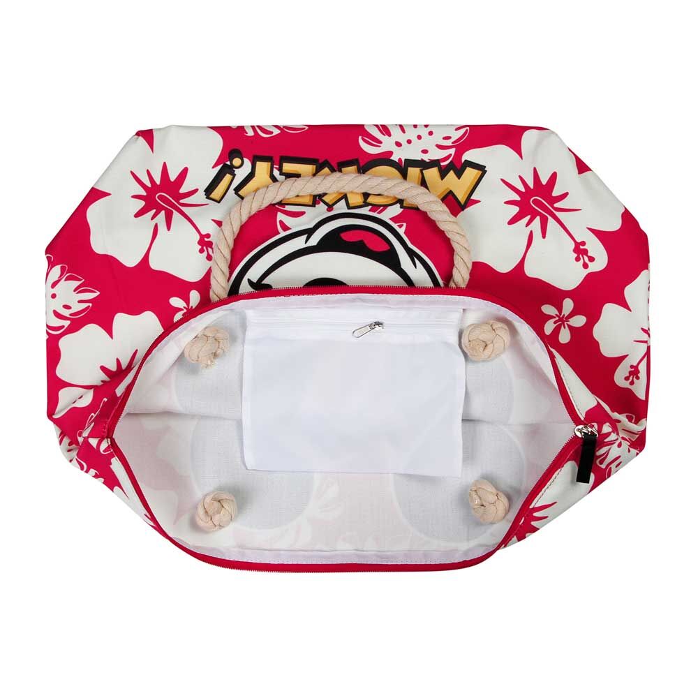 Bolsa de playa roja Hawaii con Mickey y flores blancas - 3