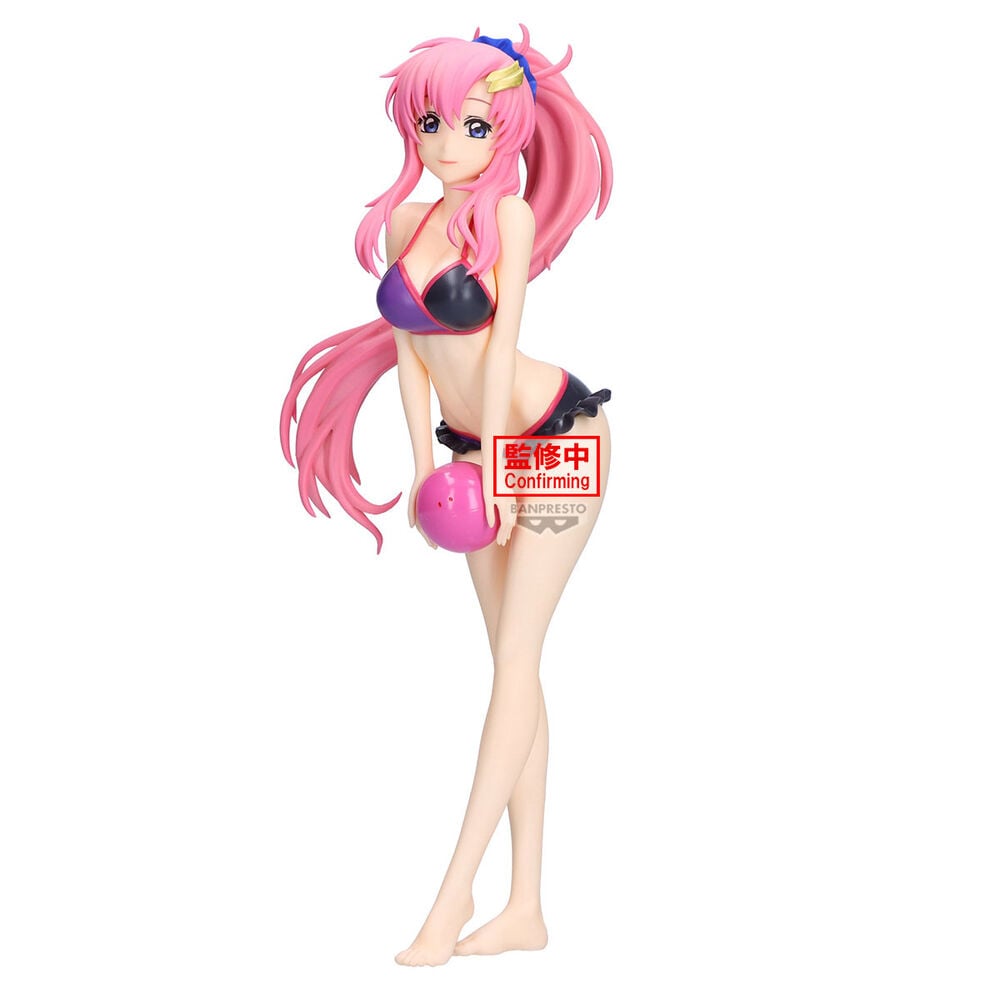 Figura Banpresto de Lacus Clyne de Gundam SEED Freedom con cabello rosa y pelota