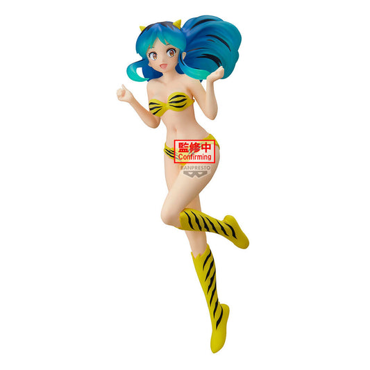 Figura de Lum de Urusei Yatsura con cabello azul y conjunto amarillo a rayas