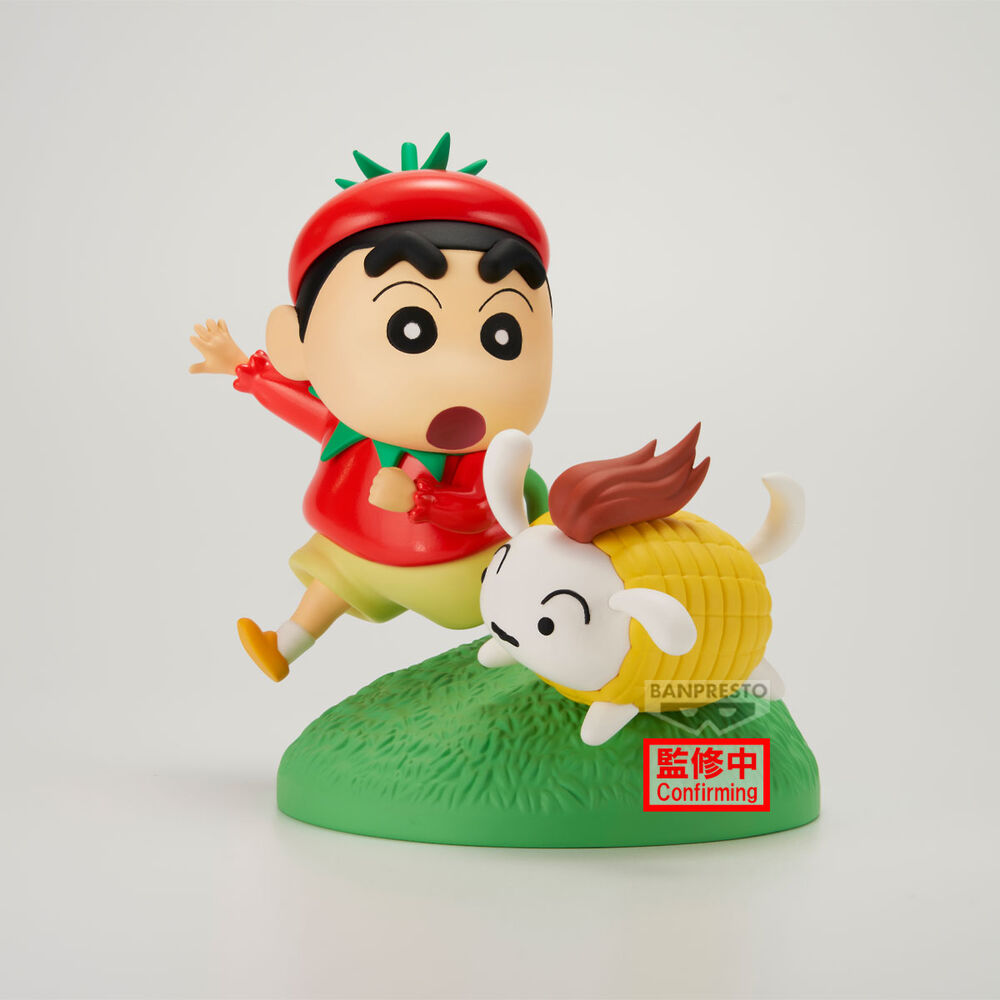 Figura de Shinnosuke con disfraz vegetal sobre una base verde - 2