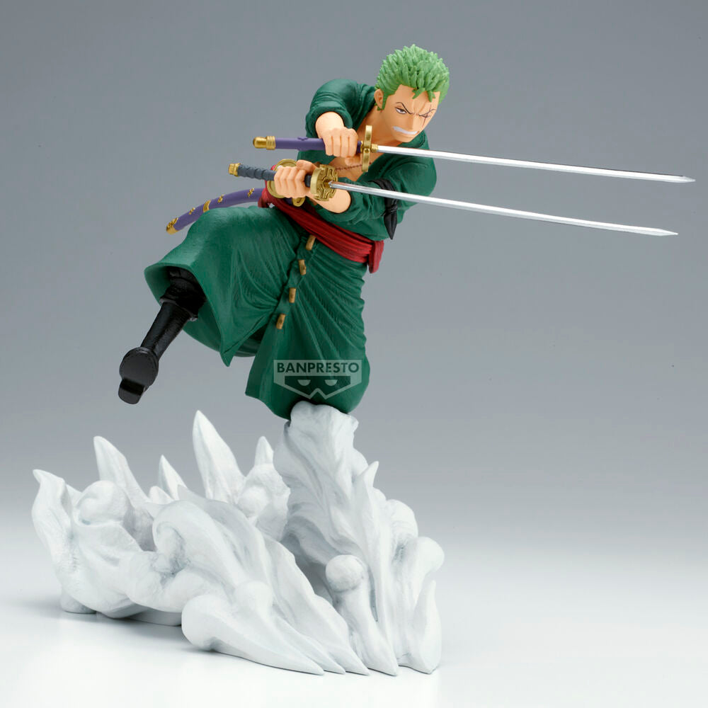 Figura Banpresto de Roronoa Zoro de One Piece en pose de combate con espadas - 2