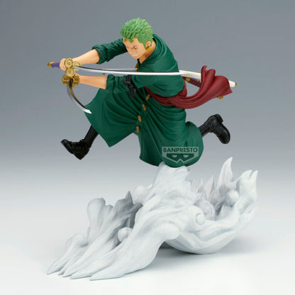 Figura Banpresto de Roronoa Zoro de One Piece en pose de combate con espadas - 4