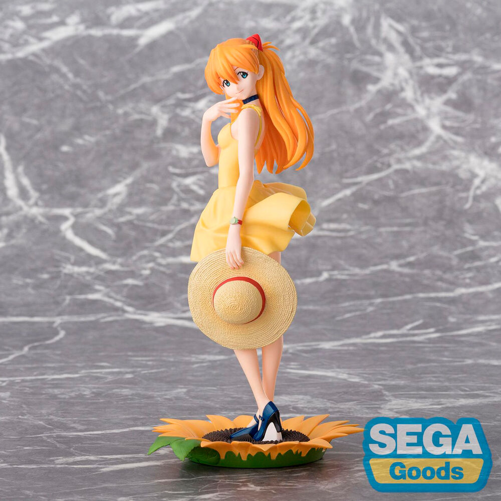 Figura Luminasta Akura de Evangelion con vestido amarillo y base de girasol