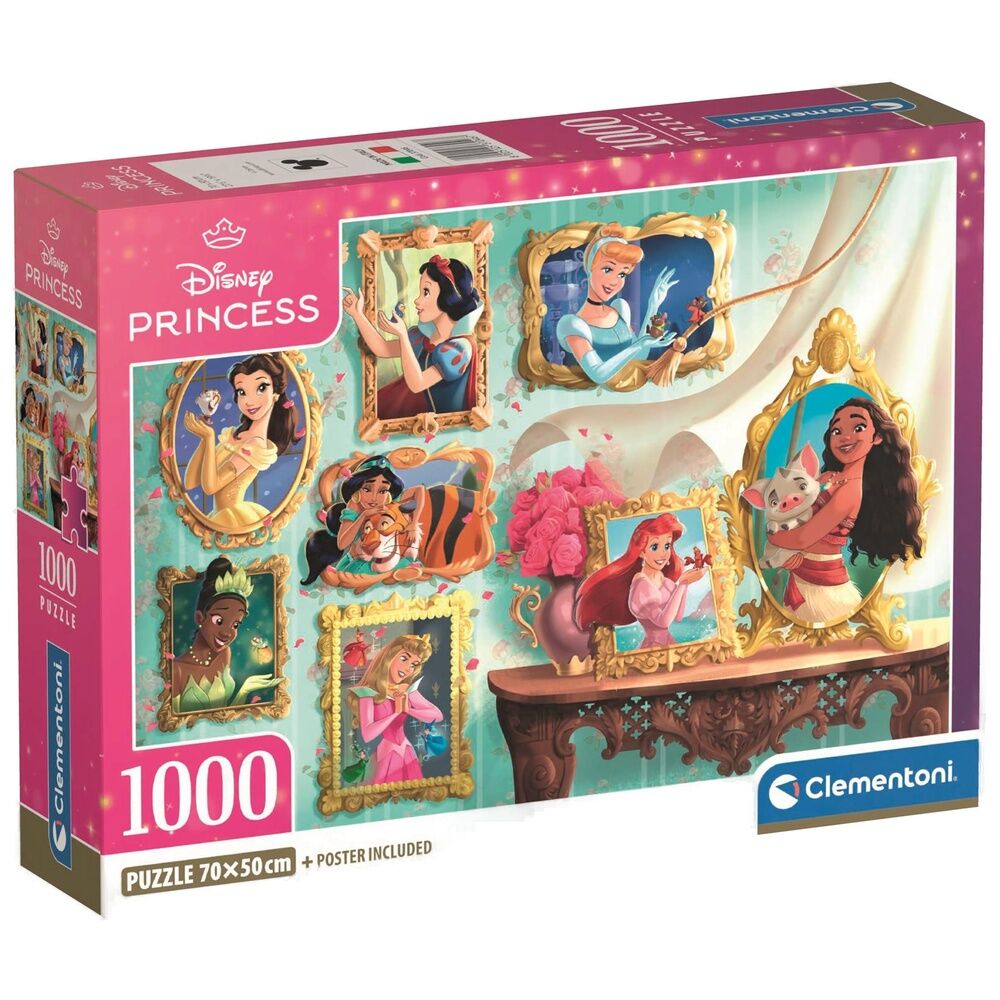 Caja del puzzle Clementoni Disney Princesas de 1000 piezas con póster incluido