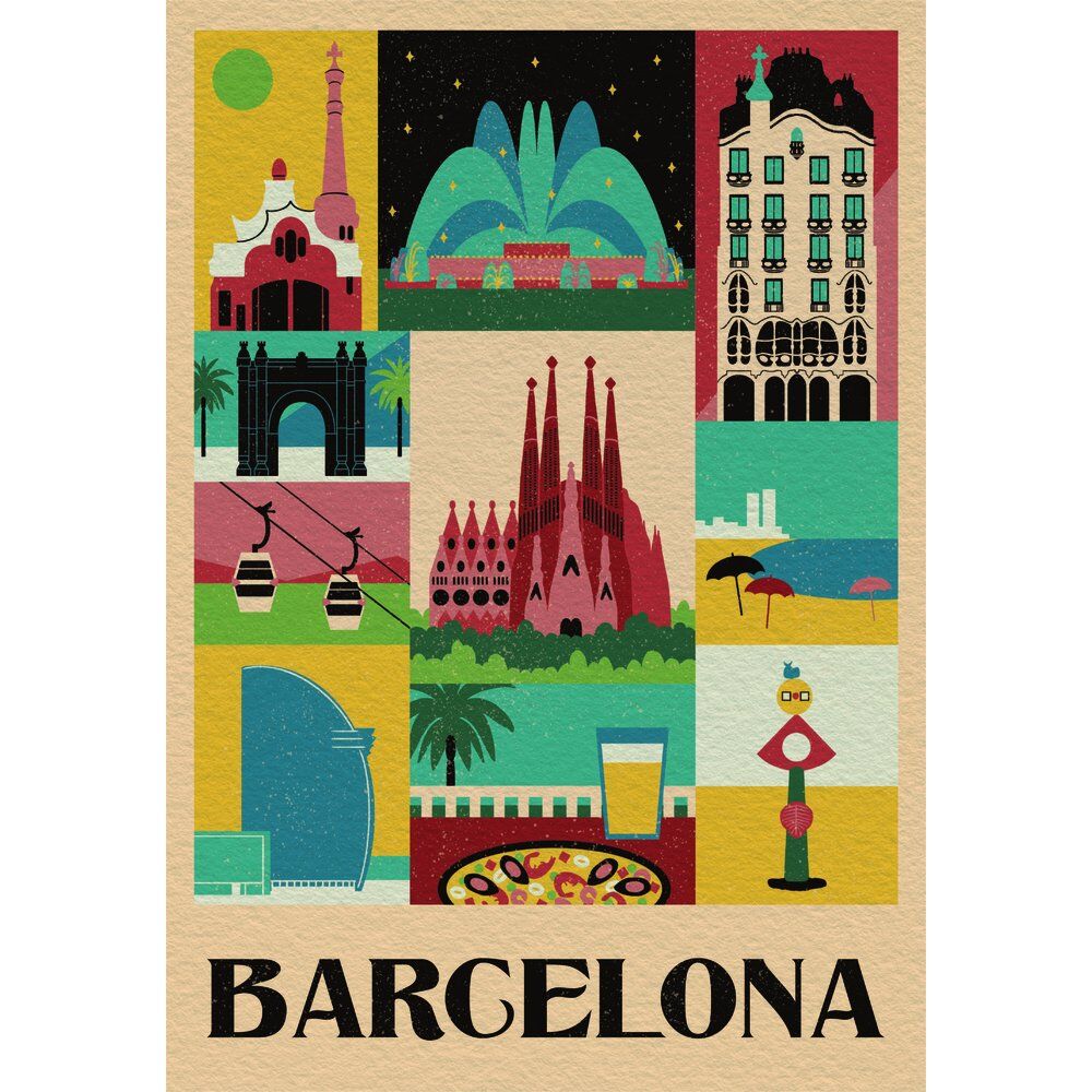 Puzzle Clementoni de 1000 piezas con ilustración colorida de Barcelona