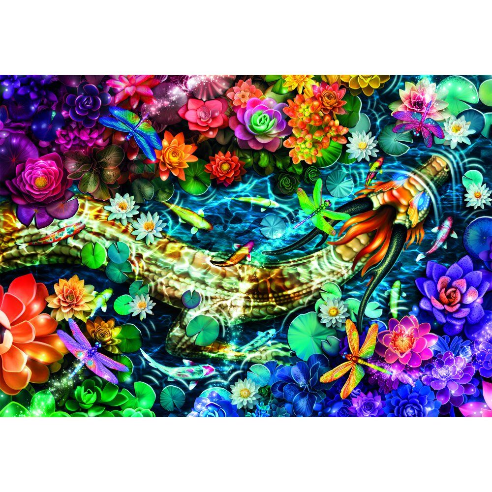 Puzzle Clementoni Koi River de 1000 piezas con peces koi y flores acuáticas - 2