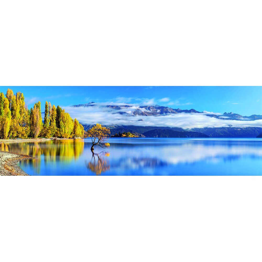 Puzzle Clementoni panorámico de Wanaka con lago, montañas y árboles dorados - 2